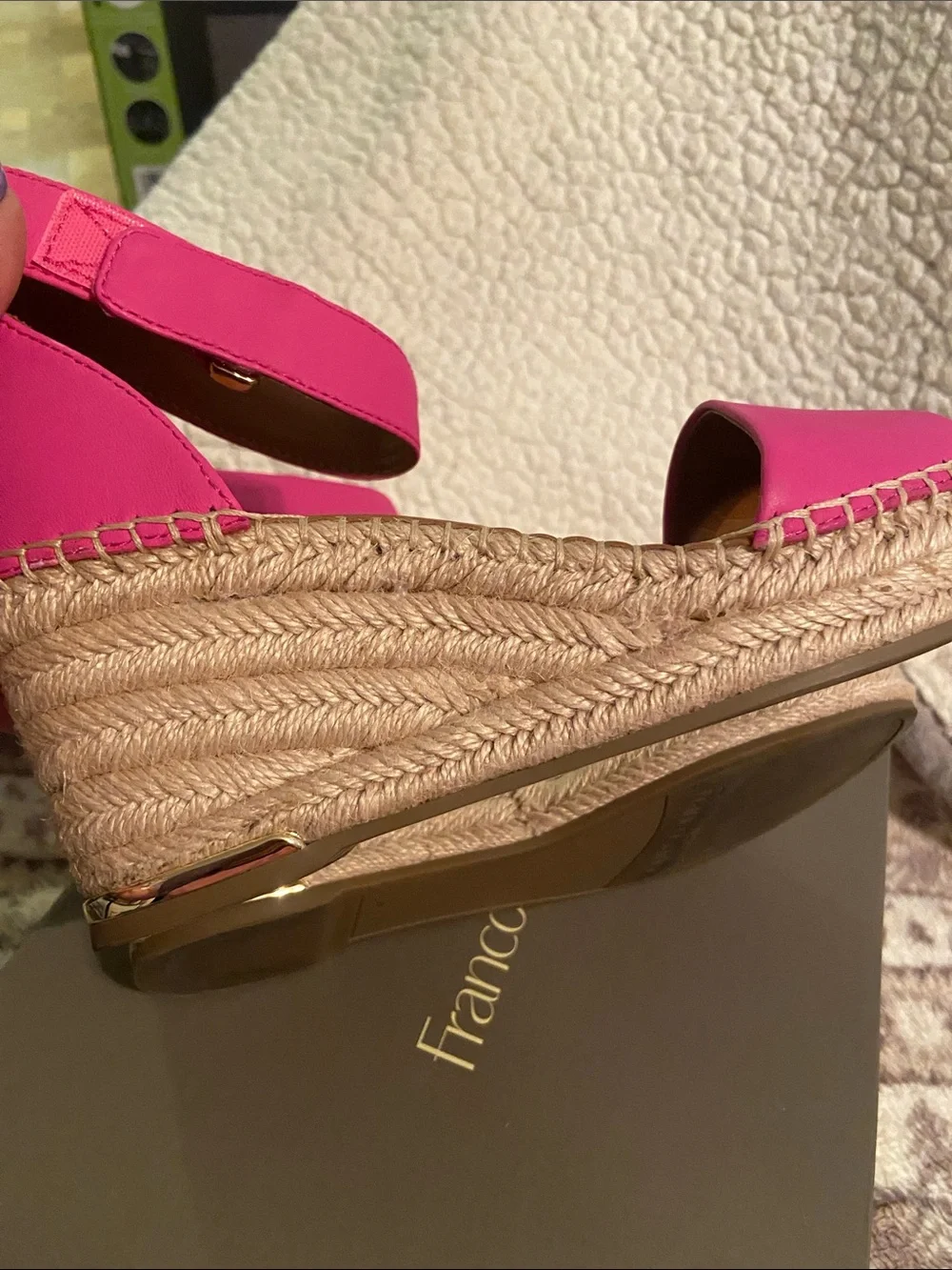 Franco Sarto Hot Pink Jute Espadrille Wedge Sandals